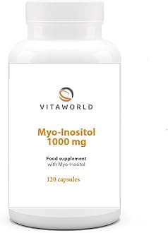 Vita World Myo-Inositol - High-dose inositol 1000mg (120 Vegan Capsules) l Important Messenger Substance for Cell Metabolism l Without unwanted additives, Gluten/Lactose Free