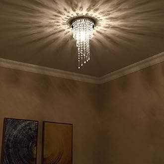 CRYSTA WORLD K9 Crystal Chandelier Modern Light Fixture(Warm White) (Design 11)(AC/DC)