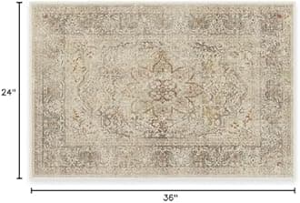 RUGGABLE Washable Vintage Area Rug – Sarrah Hazel 2x3, Stain-Resistant, Non-Slip – Small Machine Washable Rugs for Living Room, Bedroom, Hallway, Entryway & Bathroom–with Cushioned Pad