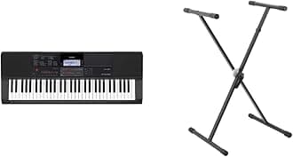 Casio CT-X700C5 Full Size High-Grade Touch Response Keyboard in Black & Tiger Keyboard Stand - Single Braced X Frame Stand