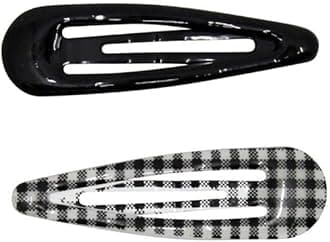Gingham Hair Accessories for School Alice Band Slim Headband Scrunchy Clips (Pair of School Bendies Gingham and Plain Black)