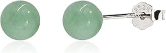 Jade Earrings Studs, Green Jade Earrings for Women, 925 Sterling Silver Stud Earrings for Sensitive Ears, Jade Jewelry for Women & Men