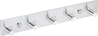 Coat Hooks Wall Mounted,Multipurpose Stainless Steel Screw in Door Hook Metal Heavy Duty Coat Rack Row of Hook Hanger Towel Robe Clothes Hat Hook for Bathroom Bedrooms(Brushed Silver 5 Hooks)