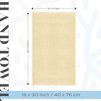 White Classic Luxury Hand Towels | Cotton Hotel spa Bathroom Towel | 16x30 | 6 Pack | Beige