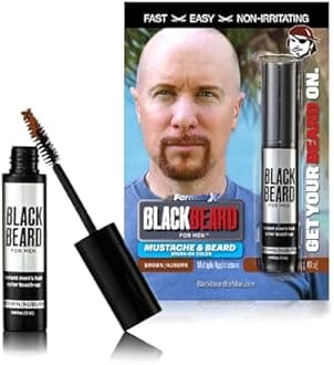 Blackbeard for Men Instant Beard Color – All Day Beard, Mustache, Eyebrow, and Sideburns Color – Temporary, Hypoallergenic Beard Dye Alternative – Up to 45 applications – Brown/Auburn, 6 Pack