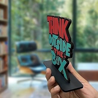 Artvibes Wooden Idols and Figurine Think Outside The Box Quotes Table Decoration for Office Desk|Home Decor Item|Living Room|Modern Art Wood Showpiece Gift Items (Sp_1156)