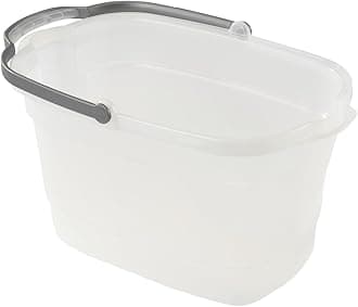 Casabella 4-Gal. Cleaning Bucket for Mopping, Large Rectangular Cleaning Storage and Mop Bucket with Handle and Pour Spouts, Clear/Gray