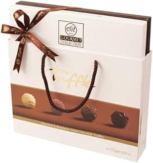 Elit Chocolate - Luxury Gourmet Collection Truffle, Assorted Desserts, Great for Gifting with special ribbon (Hazelnut & Raspberry) - (252g / 8.89oz) (16 Piece)