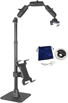 Mounts Phone Holder Full Kit - Adjustable Overhead Arm Cell Phone Table Top Stand and Tablet Mount with Ring Light - Professional Holders for Horizontal or Vertical Filming