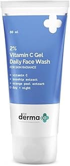 The Derma Co 2% Vitamin C Gel Daily Face Wash with Vitamin C, Rosehip & Orange Peel Extract for Glowing Skin I Brightens & Evens Skin Tone I Anti-Oxidant Rich Formula I For All Skin Type - 80ml