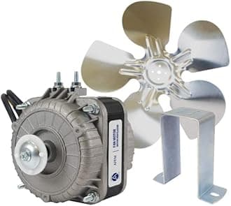 Appli Parts APFM-182E 18W refrigeration condenser and evaporator motor 220V 60Hz 0.5A 1300rpm includes base and 10in aluminum Fan Blade CCW shaft end Universal fit