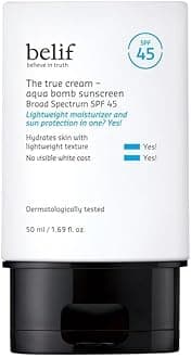 Aqua Bomb SPF 45 Hydrating Niacinamide Sunscreen (1.69 fl. oz) - The True Cream PA++++, Daily Broad Spectrum, No White Cast, Weightless & Invisible, Non-Greasy, Korean Skincare