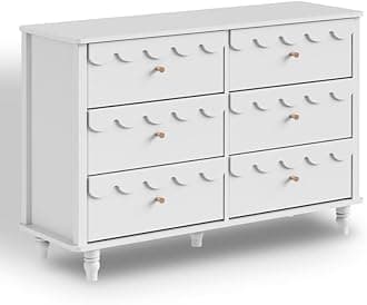 TBIC Elegant Versatile 6 Drawer 43.1" W Laced Dresser (White)