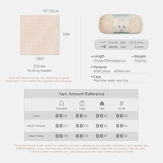 Susan's Family 4 ply 60% Cotton 40% Acrylic Yarn - Soft & Durable - 5 x 50g (1.76oz) - 655 Yards for Knitting & Crocheting - Baby Blankets, Amigurumi, Sweaters & More