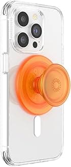 PopSockets: PopGrip Round for MagSafe - Adapter Ring for MagSafe in Set - Folding holder and stand for phones with interchangeable discs PopTop - Orange Zest
