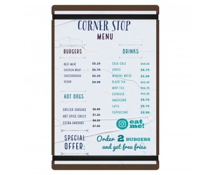 Large HDF Menu Board with Bands (Black Bands)