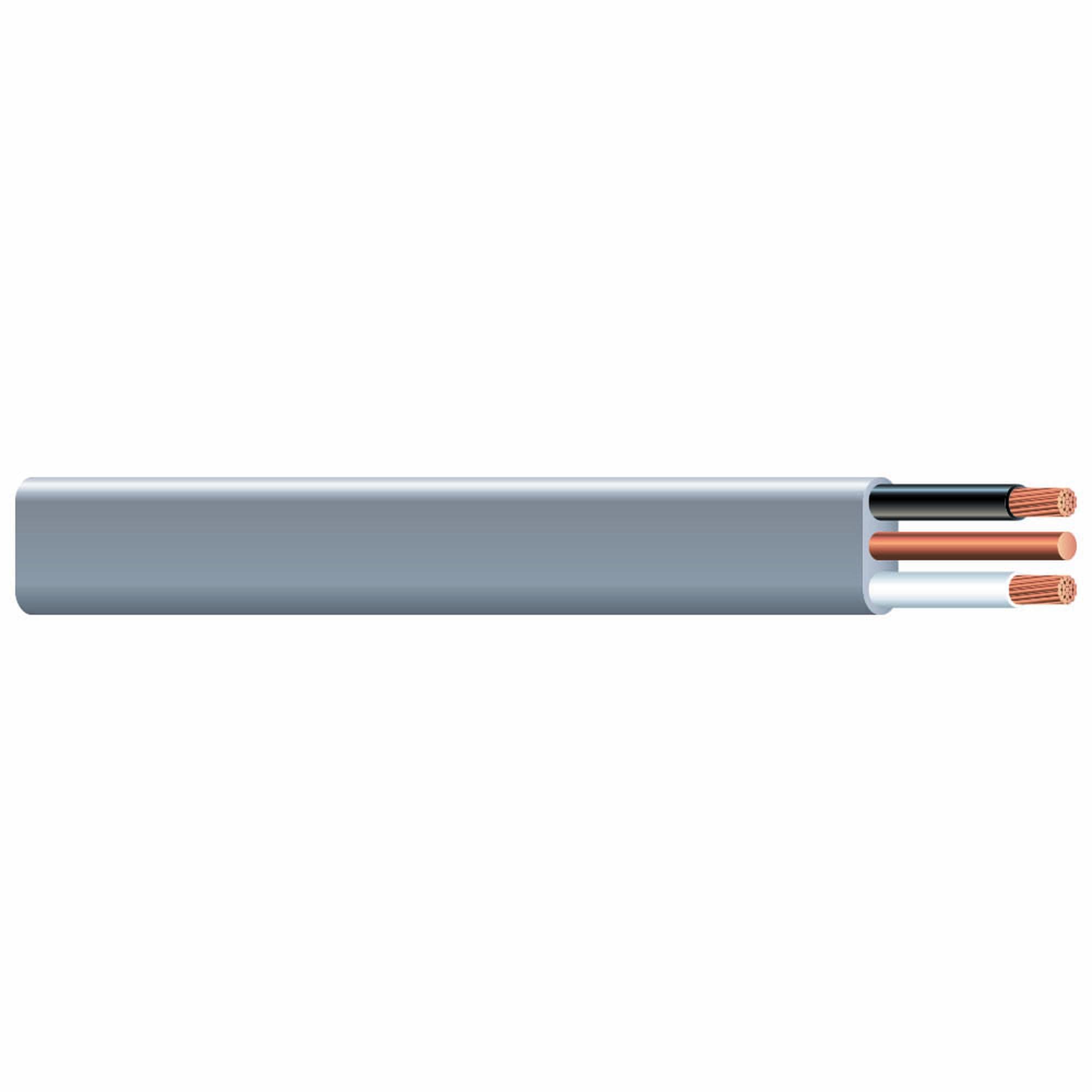 12/2 UF B Wire with Ground, 50 ft, Gray Solid Copper Direct Burial Cable for Outdoor & Underground Use, 600V