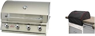 Bull Outdoor 87048 Lonestar Select 60K BTU 4 Burner 810in2 LP Gas Grill Head & 30in 45005 Grill Head Cover
