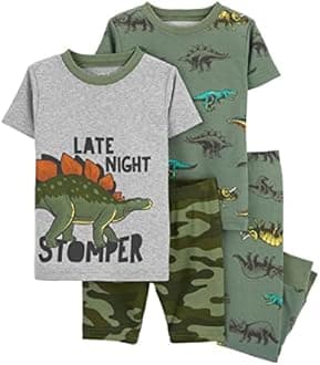 Carter's Boy’s 4-Piece Snug Fit Cotton PJs (as1, age, 2_years, Late Night Stomper)
