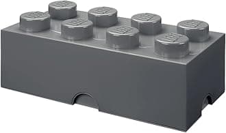LEGO Storage Brick 8 Knobs DARK STONE GREY - Stackable Plastic Storage Box with Lid for Kids and Adults Desk Organizer and Toy Box - 12.1L Capacity