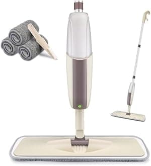 HOMTOYOU Spray Mop For Cleaning, Microfiber Floor Mop With Refillable Spray Bottle & 2 Washable Pads, Flat Mop For Home, Kitchen, Hardwood, Laminate, Wood, Ceramic Tiles (2 Pack Pads)