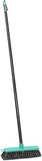 JVL 20-053GY Lightweight Outdoor Hard Bristle Sweeping Brush Broom, Grey/Turquoise