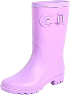 Women's Mid Calf Rain Boots Waterproof Fashion Garden Shoes Anti-slipping Rainboots For Women Comfortable Insole Light Rain Shoes