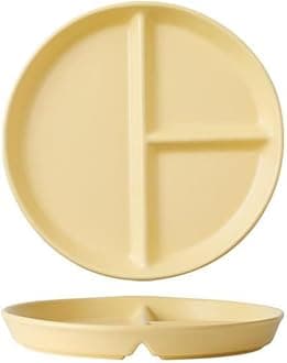 Porcelain Diet Dinner 3 Compartment Plate, 8 inch Ceramic Round Portion Control Plates, Divided Dinner Plates for Snack, Dessert, Steak and Salad