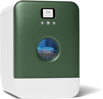 Bob - Compact Dishwasher -daily dishes of 3 people - Built-in Dishwasher - Free-standing, Integrated tank, Portable - White (Chrome green)