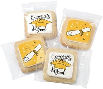 Graduation Cookies Gift Basket Box | Individually Wrapped | 4 Pack | Congratulations Congrats Grad for Women Men Kids | Food Gift | Nut Free | Kosher Dairy