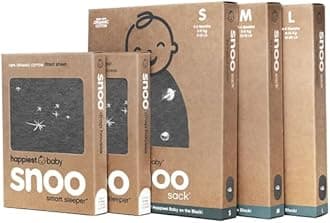 Happiest Baby The Big Bundle 100% Organic Cotton - Includes 3 SNOO Sacks and 2 SNOO Bassinet Fitted Sheets (Charcoal Planets)