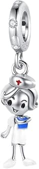 Aiftiko Nurse Dangle Charm 925 Sterling Silver,Jewelry Bead Gift for Women Bracelet&Necklace