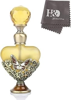 YU FENGSmall Decorative Glass Perfume Bottle Empty Vintage Butterfly Flower Style Heart Shape Crystal Perfume Holder Container Scent Bottle(Capacity:5ml)