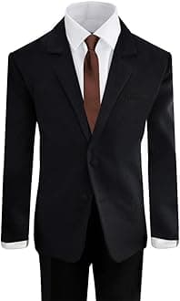 Black n Bianco Boys' Formal Black Suit with Shirt and Vest