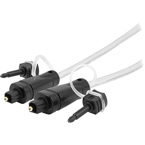 GE 33534 Pro Digital TOSLINK Fiber Optic Cable with Mini TOSLINK Adapters, 12'