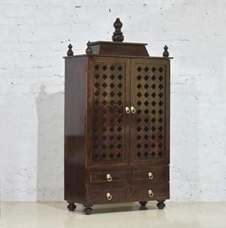 Generic Blackperlcrafts by 45"" H, 30"" W, 15"" D large wooden temple soild teak wood Mandir Wooden Decorative Temple Puja Mandir for Home poja mandir handmade Door, Brown