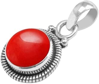 Gemstone 925 Sterling Silver Pendant Necklace For Women Girls- Natural Gemstone Solitaire Handmade Pendant