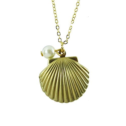 Ocean Seashell Pearl Locket Necklace