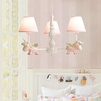 CraftThink Modern Kids Chandelier Ceiling Pendant Light, Lovely Resin Cartoon Horse Fresh European Children's Room Bedroom Living Room Ceiling Lights,L65*W65*39cm,Pink- 3 Lights