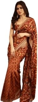 Sidhidata Women's Georgette Printed Rocky Aur Rani Ki Prem Kahani Alia Bhatt Saree With Unstitched Blouse Piecee (Alia Rocky Or Rani_Multicolour)