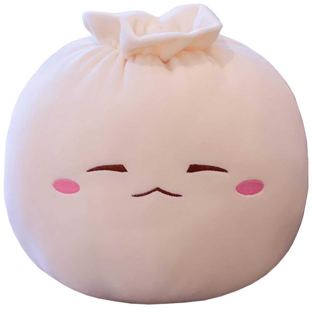 Dumpling Plush Pillow with Cute Features, Stuffed Bun Plush, Funny Food Toy Gifts for Kids Adults(6.3 * 9.8in,Frown)