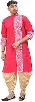 Men's Pure Cotton Jamdani Kurta, Full Sleeves, for Weddings, Parties, Poojas, Festivals