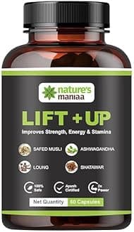 Nature's Mania Lift up Capsule for Men (60 Capsules) | Original Ayurvedic Male Fertility Supplement | Ashwagandha, Safed Musli, Shatavri & Laung Extract | Ayush Certified & Lab Tested