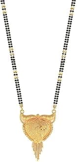 Aleafa Armlet Presents Traditional One Gram Gold Glorious Hand Meena 30 Inch Long Mangalsutra/Tanmaniya/Nallapusalu/Black Beads Long Chain Mangalsutr for Women #Aport-1284