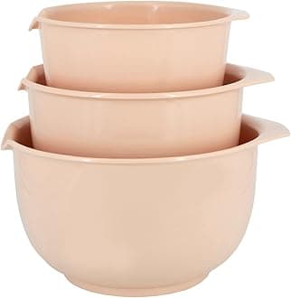 GLAD Mixing Bowls with Pour Spout| Nesting Design Saves Space | Non-Slip, BPA Free, Dishwasher Safe Plastic | Kitchen Cooking and Baking Supplies, Blush, 3 piece set