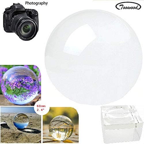 Toowood K9 Crystal Ball Drop Prisms Optical Glass Triangular Prism Pyramid for Photography Decoration Birthday Gift Teaching (Dia 60mm/2.36" + FreeStand)