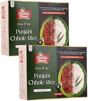 Chokhi Dhani Punjabi Chole with Rice | Just Heat & Eat | Microwaveable | Ready to Eat Meal in 2 Minutes (Pack of 2, 360g Each)