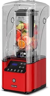 Commercial Quiet Shield Blender 2200W Professional Industrial Blenders Red 2.2L/ 74oz BPA-Free Pitcher for Ice Crushing, Shakes and Smoothies for Kitchen
