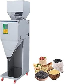 Powder Filling Machine, 10-999g Stainless Steel Automatic Intelligent Weighing Scale Filling Filler with Foot Pedal and LCD Display, Particle Weighing Filler, for Tea Seed Grain