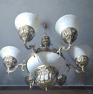 DarkVision Corded Electric, Metal 9 Light Chandelier Light, Golden Antique for Living Room/Bedroom/Cafe/Restaurant/Kitchen/Offices/Indoor/Outdoor and Home Decoration (1228 (9 Light), Without Bulb)